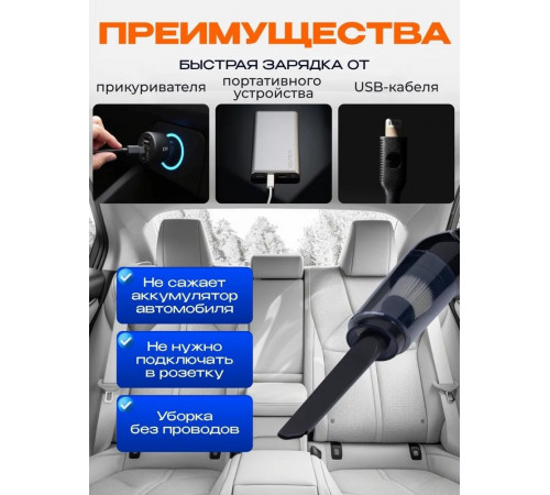 Пылесос для автомобиля / Автомобильный пылесос беспроводной мощный 5 в 1