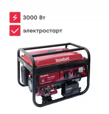 Генератор бензиновый Boxbot, 3.0 кВт, 15 л, 2 розетки 16А, клеммы ~230 В, свеча BOSCH, BGA 3000E