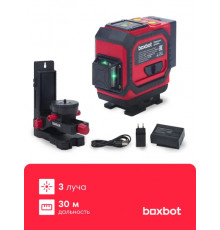 Лазерный уровень Boxbot BLL-3L-B, 3 луча, аккумулятор 4 Ач в сумке, универсальный кронштейн